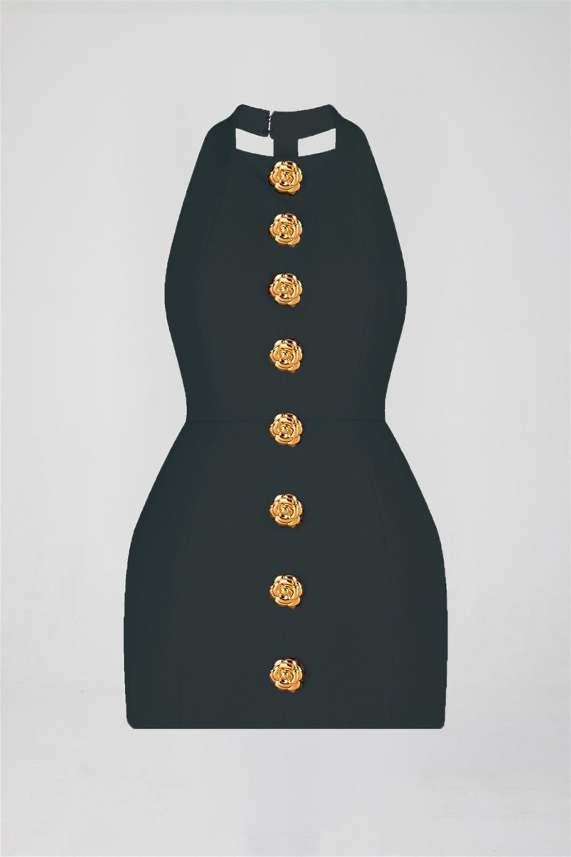 Abito Mini Sabella Halter con Bottoni