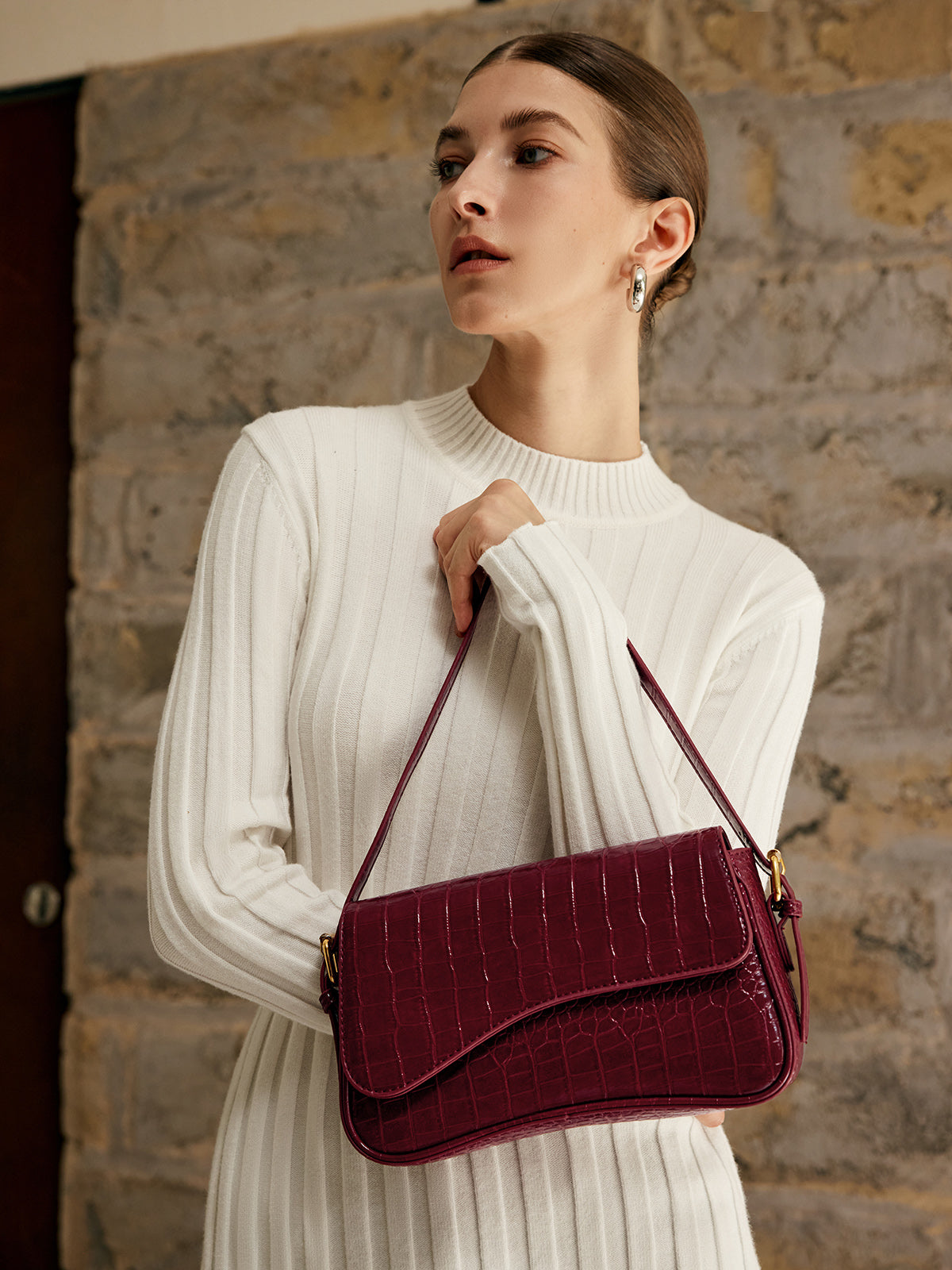 Borsa a Spalla Checkered con Fibbia