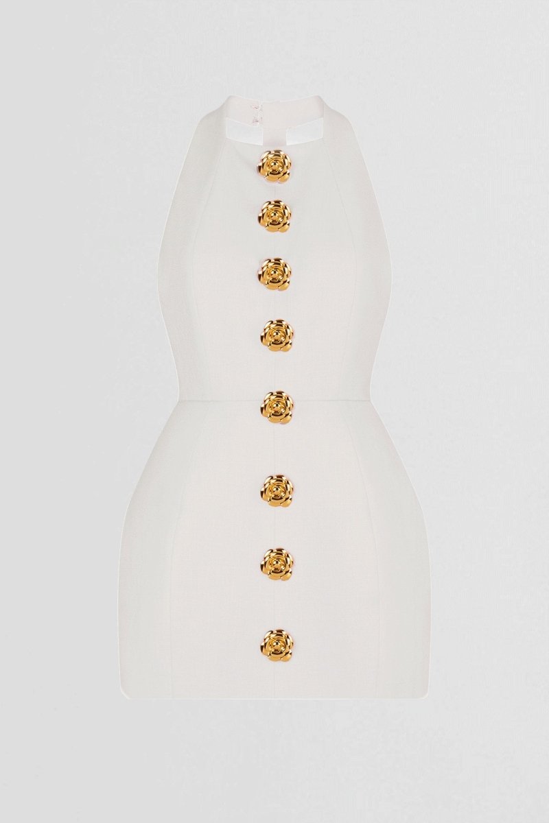 Abito Mini Sabella Halter con Bottoni